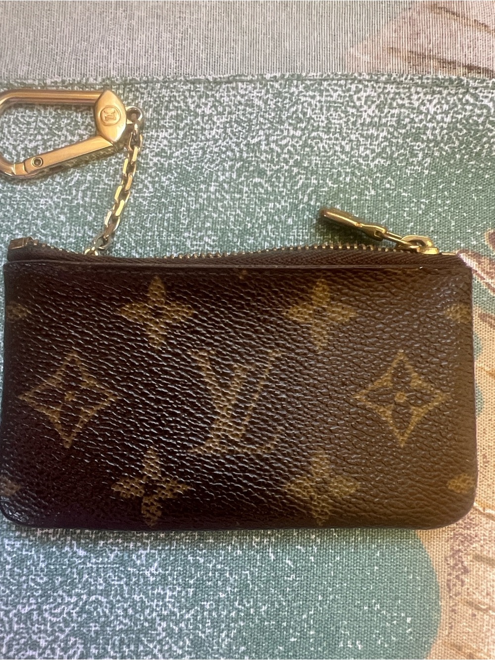 Louis Vuitton Monogram Canvas Key Pouch in Brown and Gold